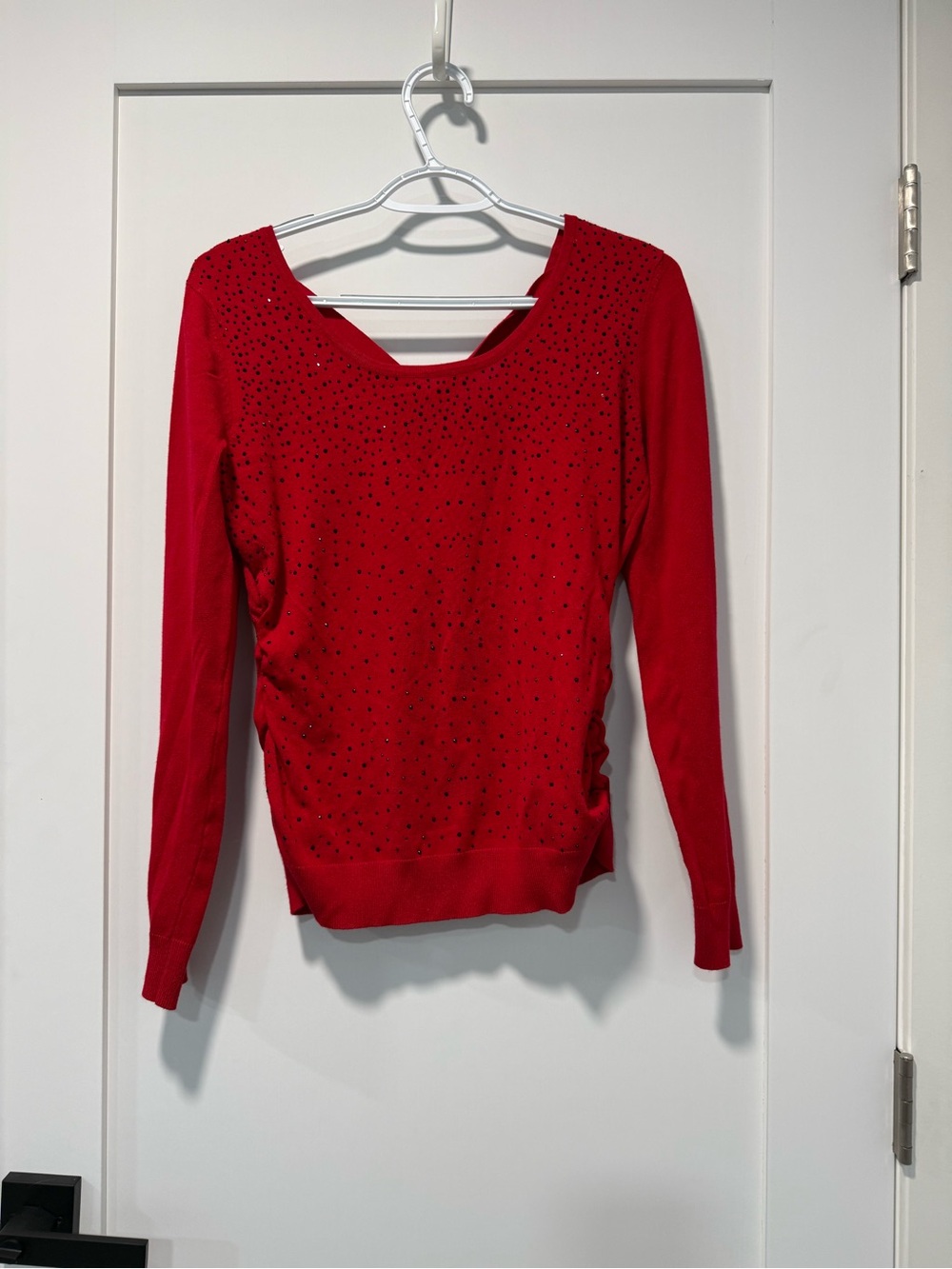 Cable & Gauge Red Scoop Neck Sequin Detail Sweater